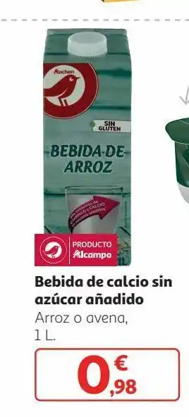 Alcampo Bebida de calcio sin azúcar añadido oferta