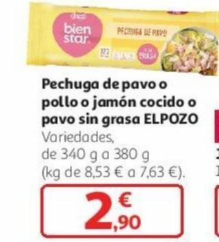 Alcampo Pechuga de pavo sin grasa y reducida en sal elpozo oferta