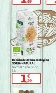 Alcampo Bebida de avena ecológica normal o con calcio, 1l soria natural oferta