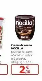 Alcampo Crema de cacao nocilla noir, sin azúcares añadidos 1 sabor o 2 sabores, 180 g oferta