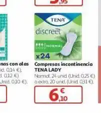 Alcampo Compresas incontinencia tena lady oferta