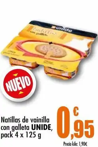 Unide Supermercados Natillas de vainilla con galleta unide oferta