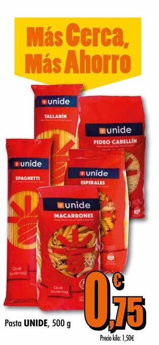 Unide Supermercados Pasta unide,500 g oferta