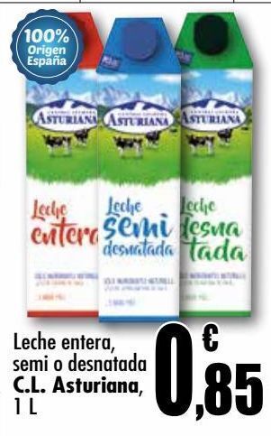 Unide Supermercados Leche entera, semi o desnatada c.l asturiana oferta