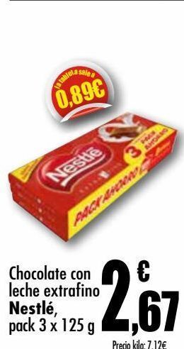 Unide Supermercados Chocolate con leche extrafino nestlé oferta