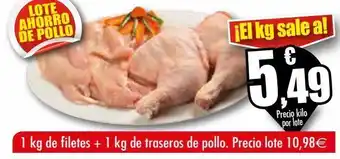 Unide Supermercados Lote ahorro de pollo 1 kg de filetes + 1kg de traseros de pollo oferta