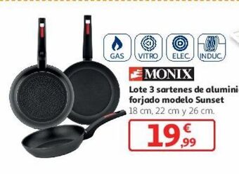 Alcampo Lote 3 sartenes de aluminio forjado modelo sunset oferta