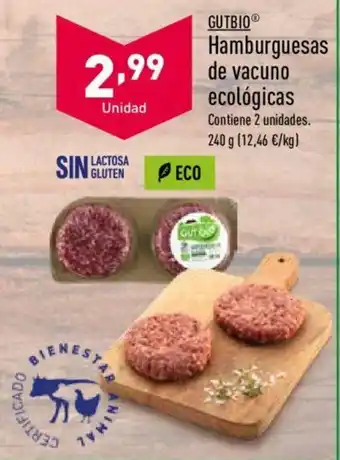 ALDI Gutbio Hamburguesas de vacuno ecológicas 240g oferta