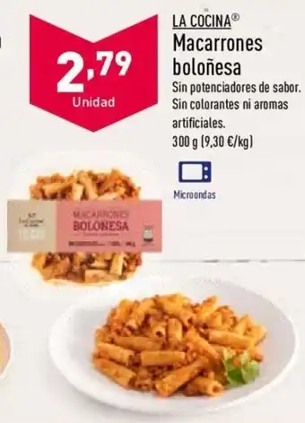 ALDI La Cocina Macarrones boloñesa 300g oferta