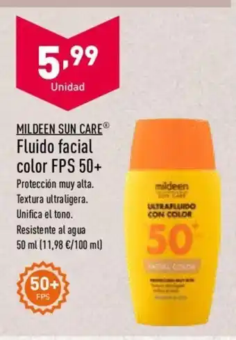 ALDI Milden Sun Care Fluido facial color FPS 50+ 50 ml oferta