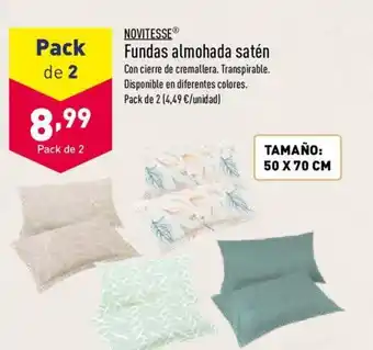 ALDI Novitesse Fundas almohada satén 50x70cm Pack de 2 oferta