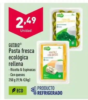 ALDI Gutbio Pasta fresca ecológica rellena 250g oferta