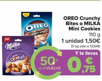 Carrefour Oreo crunchy bites o milka mini cookies oferta