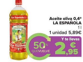 Carrefour Aceite de oliva 0,4º la española oferta