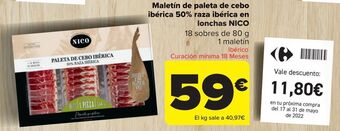 Carrefour Maletín de paleta de cebo ibérica 50% raza ibérica en lonchas nico oferta