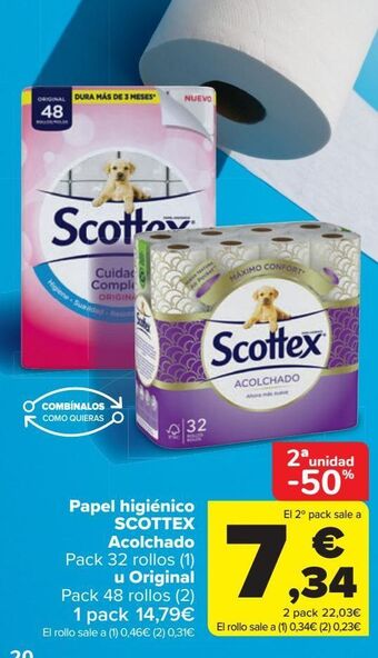 Carrefour Papel higiénico scottex acolchado u original oferta
