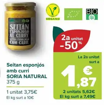 Carrefour Seitán esponjoso al curry soria natural oferta