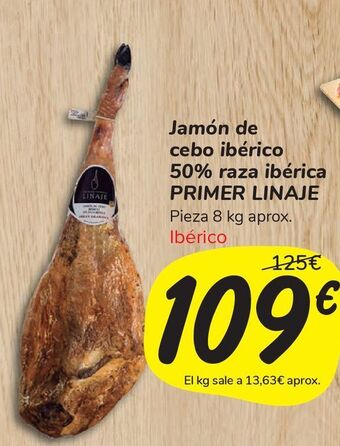 Carrefour Market Jamón de cebo ibérico 50% raza ibérica primer linaje oferta