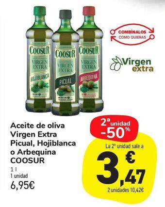 Carrefour Market Aceite de oliva virgen extra picual, hojiblanca o arbequina coosur oferta