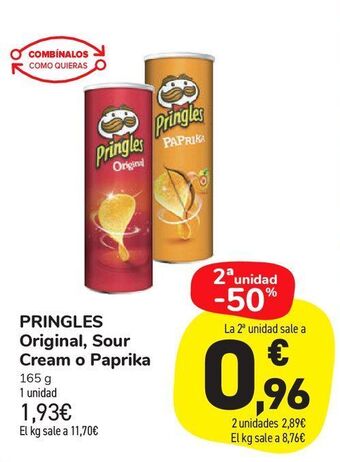 Carrefour Market Pringles original, sour cream o paprika oferta