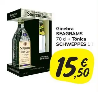 Carrefour Market Ginebra seagrams 70 cl + tónica schweppes oferta