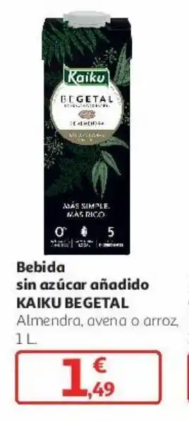 Alcampo Bebida sin azúcar añadido kaiku begetal oferta
