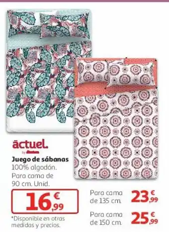 Alcampo Juego de sábanas 100% algodón. oferta