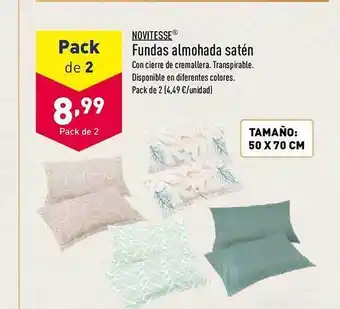 ALDI Novitesse Fundas Almohada Satén oferta