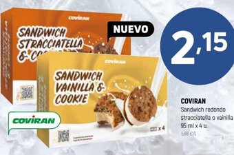 Coviran Coviran Sandwich Redondo Stracciatella o Vainilla 95 ml x 4 u. oferta