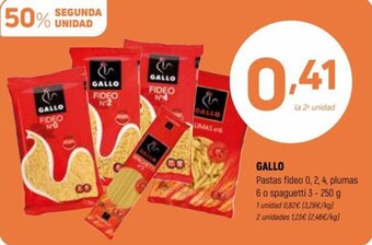 Coviran Gallo Pastas Fideo 0.2, 4 Plumas 6 o Spaguetti 3 - 250 g oferta