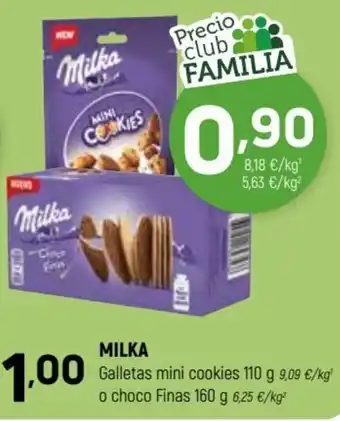 Coviran Milka Galletas Mini Cookies 110 g o Choco Finas 160 g oferta