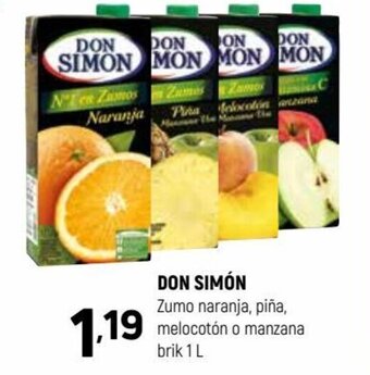 Coviran Don Simón Zumo Naranja, Piña Melocotón O Manzana Brik 1 L oferta