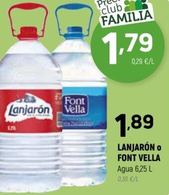 Coviran Lanjarón o Font Vella Agua 6.25 L oferta