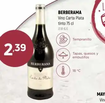 Coviran Berberama Vino Carta Plata Tinto 75 cl oferta