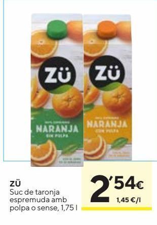Caprabo Zumo de naranja zu premium oferta