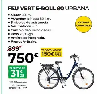 Feu Vert Bicicletas feu vert e-roll 80 oferta
