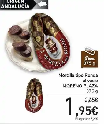 Carrefour Morcilla tipo ronda al vacío moreno plaza oferta