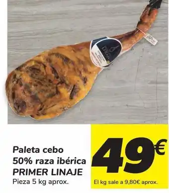 Carrefour Paleta cebo 50% raza ibérica primer linaje oferta