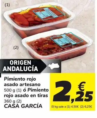 Carrefour Pimiento rojo asado artesano ó pimiento rojo asado en tiras casa garcía oferta
