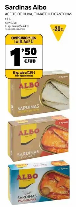 AhorraMas Sardinas en conserva albo oferta
