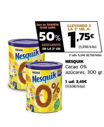 Supermercados Lupa Nesquik Cacao 0% Azúcares oferta