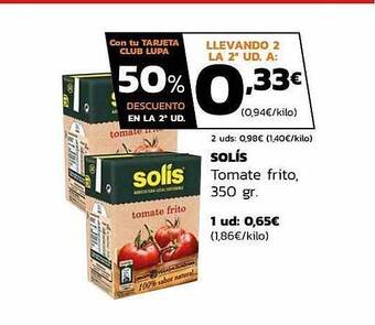 Supermercados Lupa Solís Tomate Frito oferta