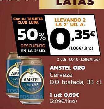 Supermercados Lupa Amstel Oro Cerveza 0,0 Tostada oferta