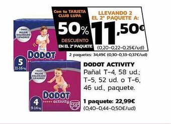 Supermercados Lupa Dodot Activity Pañal oferta