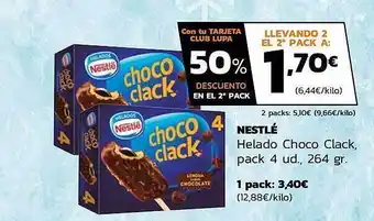 Supermercados Lupa Nestlé Helado Choco Clack Pack 4 Ud. oferta