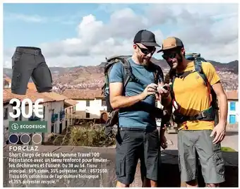 Decathlon Forclaz Short Cargo De Trekking Homme Travel 100 oferta