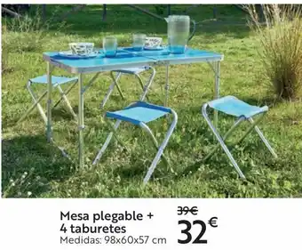 Carrefour Mesa plegable + 4 taburete oferta