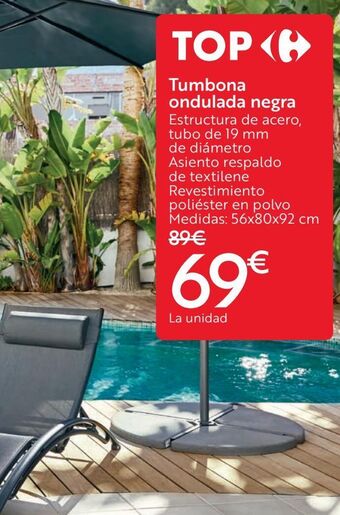 Carrefour Tumbona ondulada negra oferta
