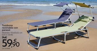 Carrefour Tumbona reclinable con parasol oferta