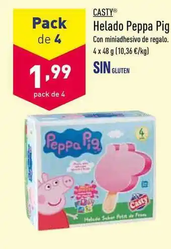 ALDI Casty Helado Peppa Pig 4 x 48g oferta